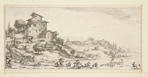 La chasse au cerf (Manor yakınlarındaki Geyik Avı), Giovanni de Medici için Manzaralardan by Jacques Callot