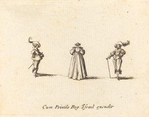 Arkadan Görülen Hanım ve İki Beyefendi, muhtemelen 1634. by Jacques Callot