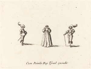 Arkadan Görülen Hanım ve İki Beyefendi, muhtemelen 1634. by Jacques Callot