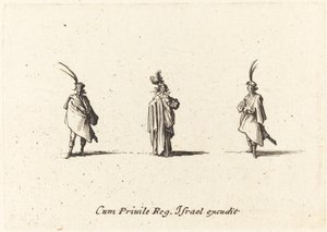 Uzun Pelerinli Bayan ve İki Beyefendi by Jacques Callot