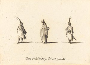 Uzun Pelerinli Bayan ve İki Beyefendi by Jacques Callot