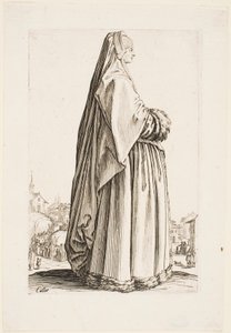 “Lorraine Asalet” serisinden Uzun Peçeli ve Kürklü Önlüklü Kadın by Jacques Callot