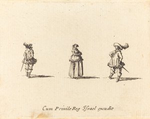 Kolları Katlanmış Bayan ve İki Beyefendi by Jacques Callot