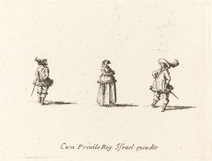Kolları Katlanmış Bayan ve İki Beyefendi by Jacques Callot