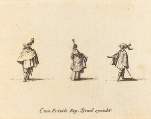 Elbiseli Bayan Toplandı ve İki Beyefendi by Jacques Callot