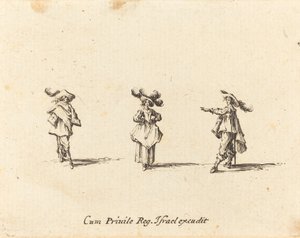 Büyük Tüylü Bayan ve İki Beyefendi by Jacques Callot