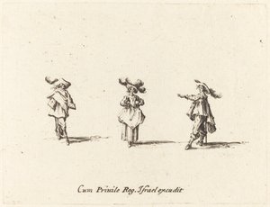 Büyük Tüylü Bayan ve İki Beyefendi by Jacques Callot