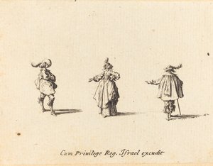 Uzanmış Kollu Bayan ve İki Beyefendi by Jacques Callot