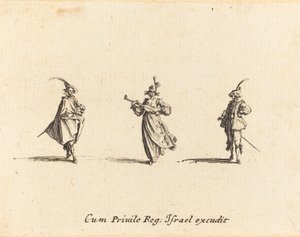 Yaylı çalgılı hanımefendi ve iki beyefendi by Jacques Callot