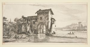 Giovanni de Medici için Manzaralardan Le moulin a eau (Sudaki Değirmen), by Jacques Callot