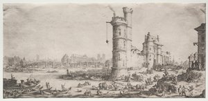 Paris'in iki harika manzarası: Pont Neuf'un Görünümü by Jacques Callot