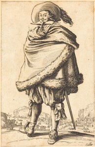 Kürkle süslenmiş bir mantoya sarılı asil adam by Jacques Callot
