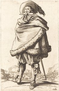 Kürkle süslenmiş bir mantoya sarılmış asil adam by Jacques Callot