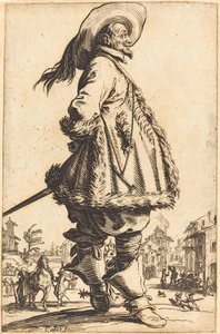 Ellerini Arkasında Tutarak Kürkle Kesilmiş Mantolu Asil Adam by Jacques Callot