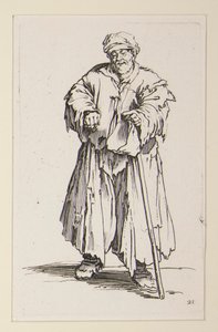 Dilencilerden alçaltılmış gözleri olan obez adam (Le mendiant obese aux yeux baisses) by Jacques Callot