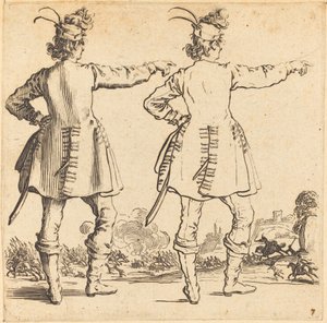 Arkadan Görülen, Şapkalı Tüylü Memur by Jacques Callot
