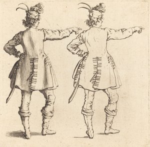 Arkadan Görülen, Şapkalı Tüylü Memur by Jacques Callot