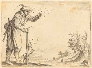Arıların Saldırısına Uğrayan Köylü, c. 1622. by Jacques Callot