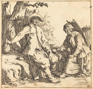 Dinlenmede Köylü Çifti, c. 1621. by Jacques Callot