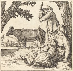 inek ile köylü çift by Jacques Callot