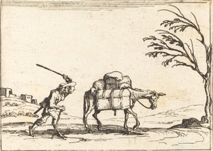 Eşeğini Kırbaçlayan Köylü by Jacques Callot