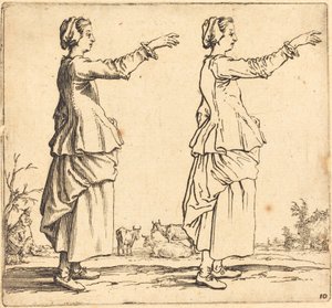 Köylü Kadın, Profilde, Sağa Bakmış, Kolunu Uzatmış by Jacques Callot