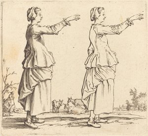 Köylü Kadın, Profilde, Sağa Bakmış, Kolunu Uzatmış by Jacques Callot