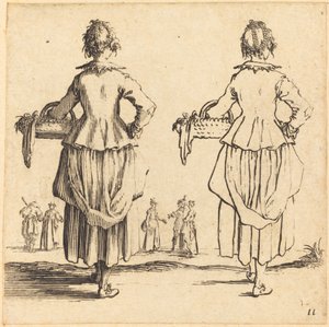 Sepetli Köylü Kadın, Arkadan Göründü by Jacques Callot