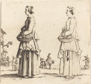 Sepetli Köylü Kadın, Profilde, Sola Bakıyor, 1617 ve 1621. by Jacques Callot