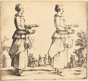 Sepetli Köylü Kadın, Profilde, Sağa Dönük, 1617 ve 1621. by Jacques Callot