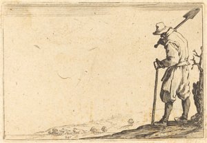 Omzunda Kürekle Köylü by Jacques Callot