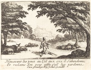 İlahi Yardım için dua etmek by Jacques Callot