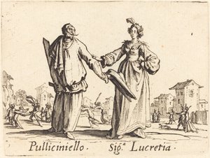 Pulliciniello ve Siga. Lucretia by Jacques Callot