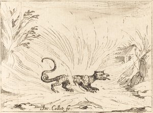 Alevlerle çevrili semender by Jacques Callot