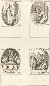 Aziz Ambrose; Aziz Vincent Ferrer; Aziz Celestin; Aziz Lazarus by Jacques Callot