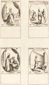 Aziz Davut, Kral ve Peygamber; St. Sabinus ve Venustiano; Aziz Sylvester; Aziz Columba by Jacques Callot