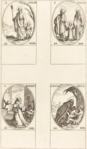 Aziz Joseph; Aziz Joachim; Aziz Benedict, Başrahip; İsveç Aziz Catharine by Jacques Callot