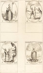 Aziz Nicholas; Aziz Dionisia ve Oğul; Aziz Agatha; Bakire anlayışı by Jacques Callot