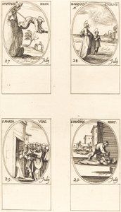 Aziz Pantaleon, St. Nazarius ve Celsus, Aziz Martha, Aziz Beatrice. by Jacques Callot