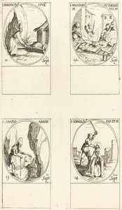 Aziz Paphnutius; St. Makedonius ve Theodulus; Aziz Amatus; Aziz Cornelias by Jacques Callot