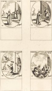 St. Victor St. Justinus St. Tiburtius ve Valerianus; St. Basilissa ve Anastasia by Jacques Callot