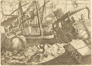Barselona Sahili Açıklarında Fırtına by Jacques Callot