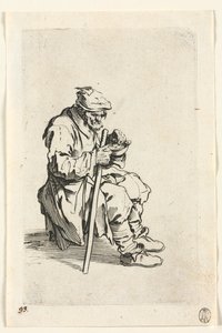 Dilenciler: Oturan ve Yemek Yiyen Dilenci by Jacques Callot