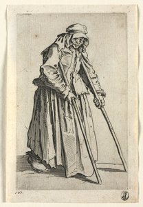 Dilenciler: Koltuk değneklerinde Dilenci Kadın by Jacques Callot