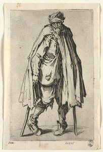 Dilenciler: Çantalı Koltuk değneklerinde Dilenci, c. 1623. by Jacques Callot