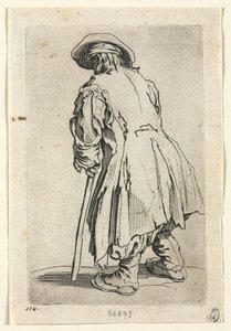 Dilenciler: Tek Koltuk Değneğindeki Yaşlı Dilenci, c. 1623. by Jacques Callot