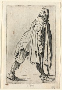 Dilenciler: Koltuk Değneği Takan, Şapkalı Dilenci, c. 1623. by Jacques Callot