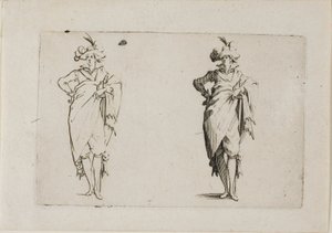 Kaprislerden Sağ Eli Kalçasında Önden Görülen Beyefendi by Jacques Callot