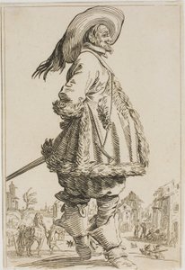 The Nobility of Lorraine serisinden Kürklü Mantolu Elleri Sırtında Beyefendi by Jacques Callot