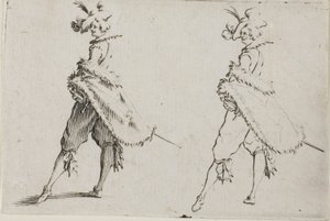 Kaprislerden Elleri Kalçalarına Poz Veren Paltolu Beyefendi by Jacques Callot